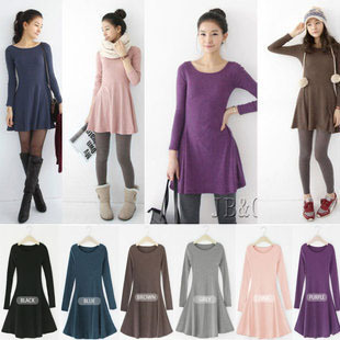 2013 NEW fashion women casual cotton plus size spring summer black pink brown grey blue purple paillette one piece dress