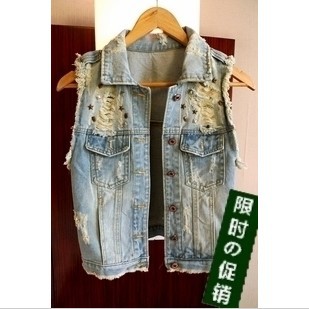 2013 new fashion  women's denim vest jeans vest