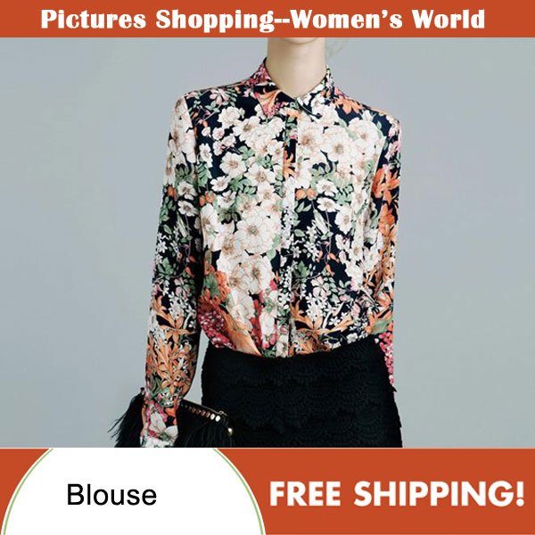 2013 new fashion women's long sleeve shirts retro flower printing casual blouses #8240