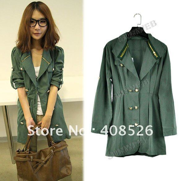 2013 New Fashion Women's Slim Fit Double-breasted Trench Coat Casual long Outwear 6164