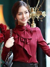 2013 new Fashion Women Shirts Blouse Tops for Office Ladies Woman Long Sleeve Silk Casual Free Shipping