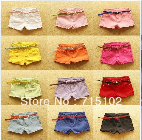 2013 new female denim shorts and hot pants were thin   free Belt