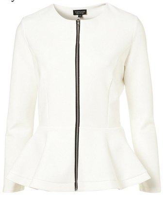 2013 new  Flounce hem tail hem Long Sleeve White Zip Jacket / Vitoria style ladies' coat fashion coat 6size