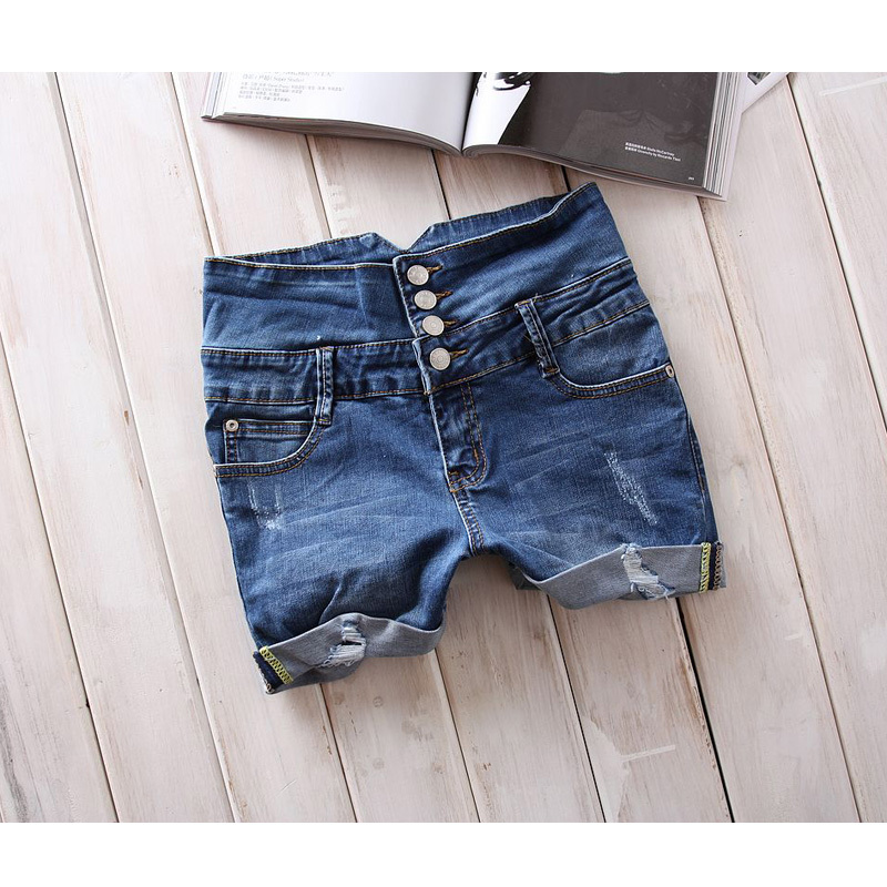 2013 new foreign trade Korean high waist stretch denim shorts