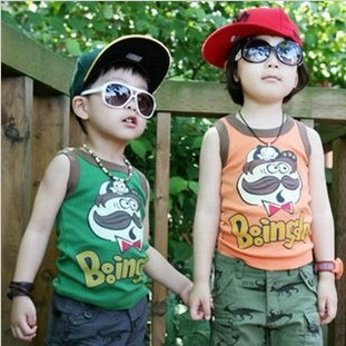 2013 new free shipping  summer children's clothing child vest female child vest male child vest 5203-38a