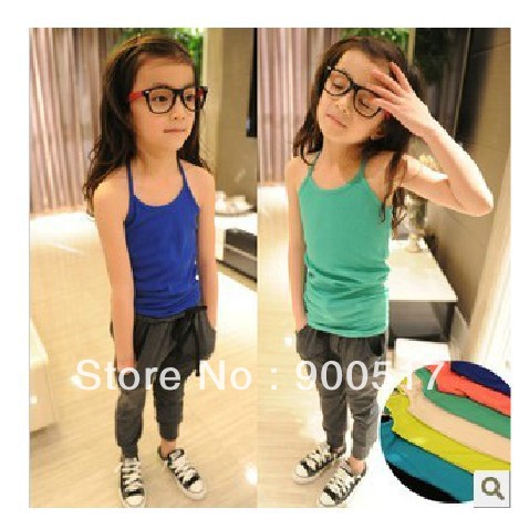 2013 NEW Girls vest Children candy color sleeveless clothes Kids Summer Small garment lcazsz 3.15