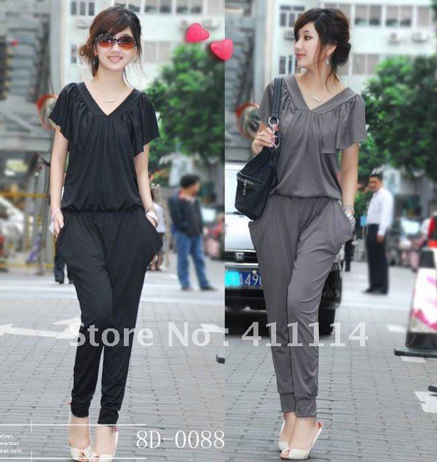 2013 new hot summer Fashion Cozy women clothes Piece shorts Short-sleeved v-neck harem jumpsuit Rompers Pants T-shirt