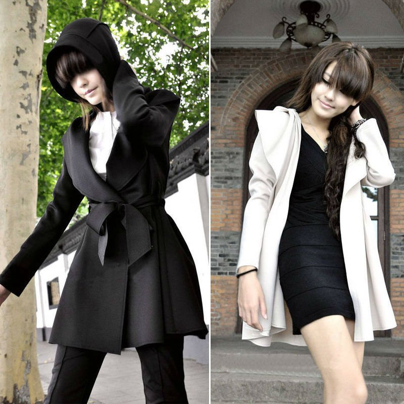 2013 New Hot! Womens Hooded Coat Trench Outerwear Dress Style Top Free Shipping