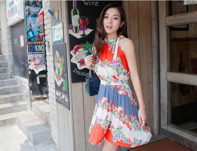 2013 New Korea  Style Fashion Cute Sleeveless  Knee-Length Dresses Free Shipping A038