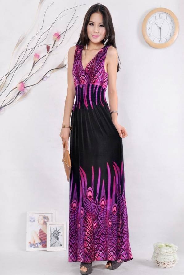 2013 NEW National wind restoring ancient Sexy peacock chiffon beach skirt Bohemian dress