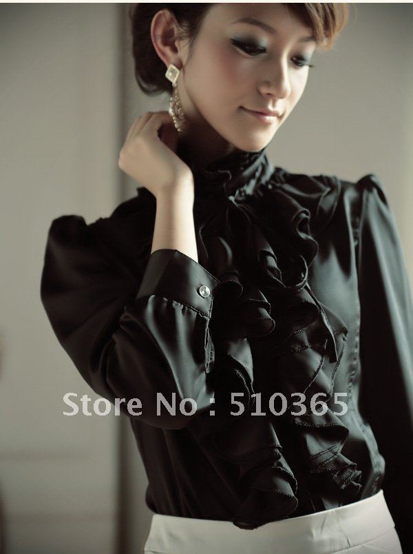 2013 New Palace designer Elegant long sleeves office blouses/shirts women W108LK Free shipping