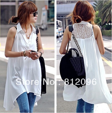 2013 new Promotions hot trendy cozy women blouse shirts jacket T-shirt Fashion Back lace stitching leisure loose big version