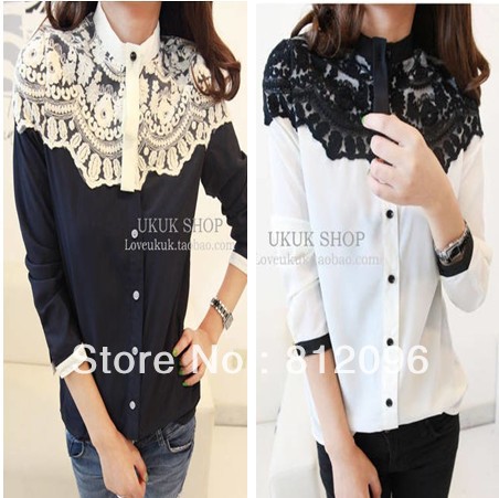 2013 new Promotions hot trendy cozy women blouse shirts jacket T-shirt Fashion Cape-style lace stitching chiffon shirt