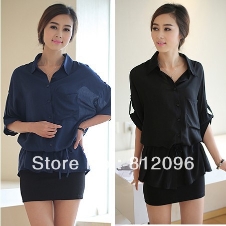 2013 new Promotions hot trendy cozy women blouse shirts jacket T-shirt Fashion High-end cotton soft solid color pocket leisure