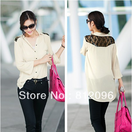 2013 new Promotions hot trendy cozy women blouse shirts jacket T-shirt Fashion Korean version raglan spinning chiffon lace