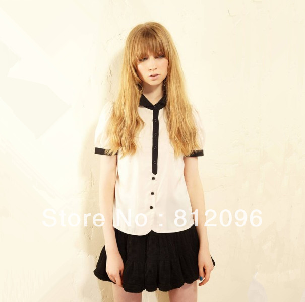 2013 new Promotions hot trendy cozy women blouse shirts jacket T-shirt Fashion Retro bow tie sweet spell color Chiffon