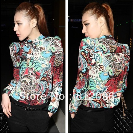 2013 new Promotions hot trendy cozy women blouse shirts jacket T-shirt Fashion tidal wind long-sleeved flower shirt