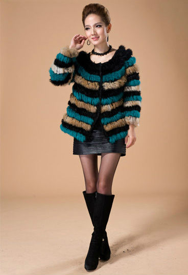 2013 new real knitted rabbit fur coat jacket vest high quality fur sweater short version item code 13003