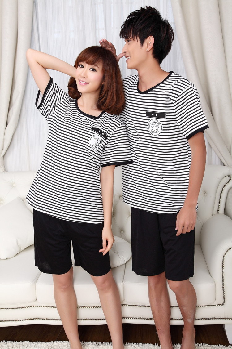 2013 NEW short sleeve summer stripe lovers pajamas leisure wear