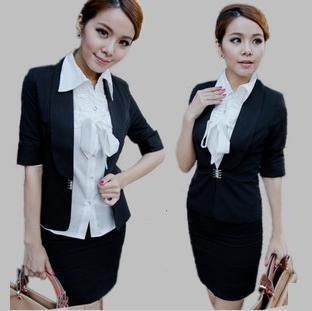 2013 new Single-button women's skirt suits ladies ol blazer half sleeve career suits spring summer skinny free shipping