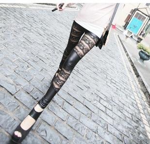 2013 new South Korean imports of high-end lace faux leather bar Larry Leggings