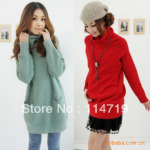 2013 NEW Spring Autumn Winter Hot-selling Fashion Korean Women's heap turtleneck long design sweater loose long-sleeve Knitwear