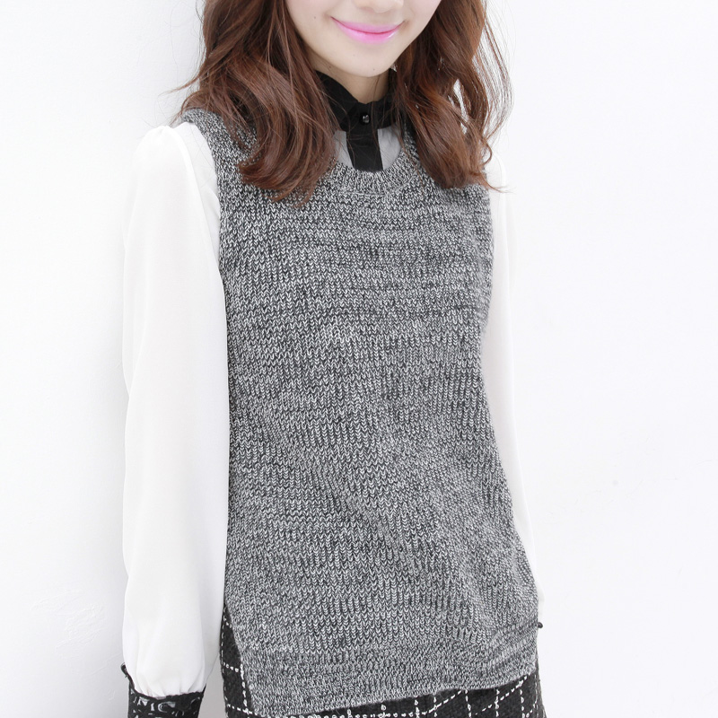 2013 new  spring brief elegant casual o-neck blended-color knitted yarn vest female ad381