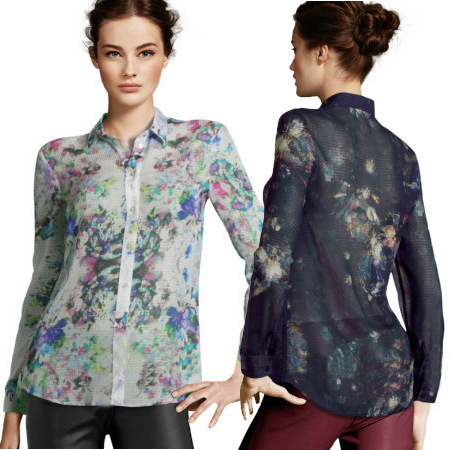 2013 New Spring Fashion Chic OL Floral Printing Chiffon Shirts Blouses Women Lady #L034549