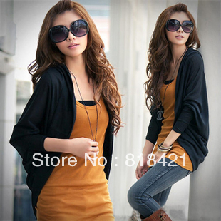 2013 New spring fashion Women's Ladies batwing sleeve casual cape Ponchos Hoodie cardigan Jacket Outwear