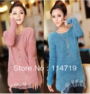 2013 NEW Spring Hot-selling Fashion women's ladies's Clothing Korean long-sleeve woolen sweater knitwear with lace decoration