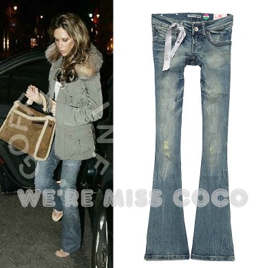 2013 New Spring/ Summer Style Sexy Good Shape Distressed Do Old Effect Mermaid Boot Cut Low Rise Jeans for Ladies Women