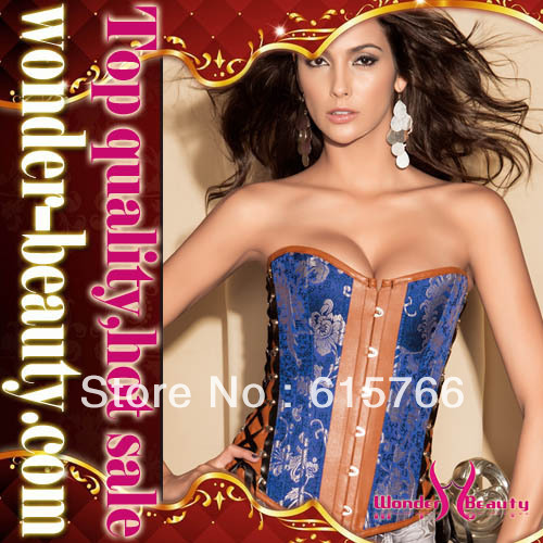 2013 New style blue printed corset free shipping