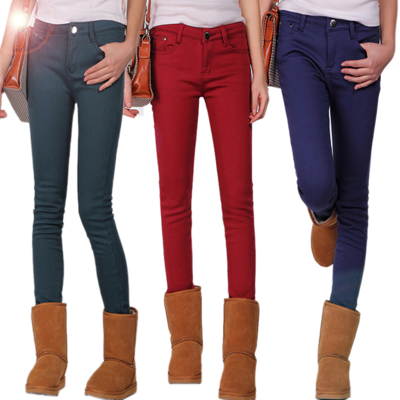 2013 New style fashion women's Thicken fleece cotton boots pants, Winter warm pencil pants trousers 26-34 free shipping