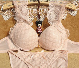 2013 new style lace and dot three-hook-and-eye two colour to choose  bra set