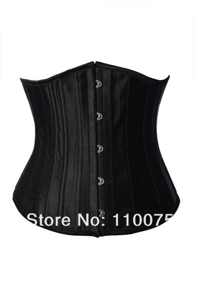 2013 NEW STYLE--Lowest Price--Hot Sell Full Steel Boned Black underbust Corsets Bustiers Shapers Gothic G-string Size S M L XL