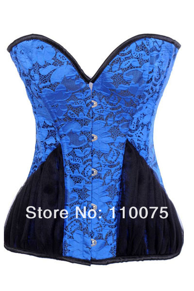 2013 NEW STYLE--Lowest Price--Lovely Women Lingerie Steel Boned Lace Blue Black G-string Shapers Gothic G-string Size S M L XL