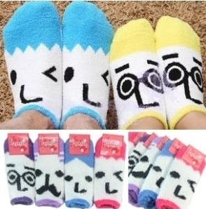 2013 new style Thickening lovers warm face towel socks floor male female socks expression free shipping