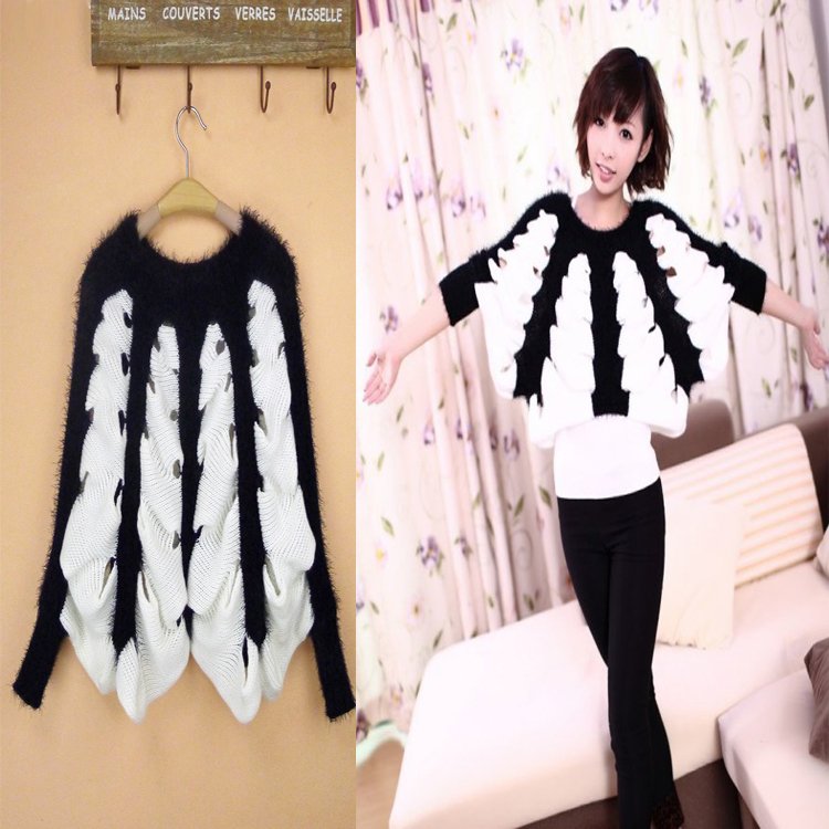 2013 new style women's fashion  knitted sweater long sleeve pullover mix color shirt