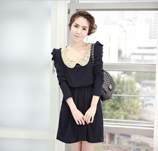 2013 new stylish women's new autumn the sweet waist long-sleeved dress