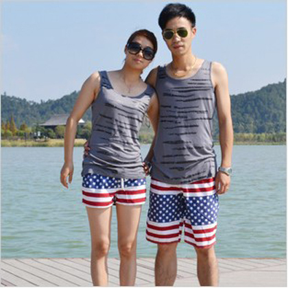 2013 New swimwear men board shorts men summer shorts summer mens beach american flag women sport  for love large size xxxl