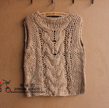 2013 new   thick knitting twist vest women's small sweater handmade sweater fashion for women