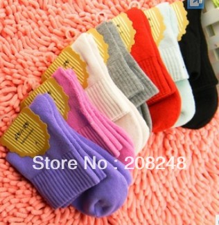 2013 NEW WARM Lady Pure Color Sweety Cotton Socks Thickening of Cylinder Socks 5piece/lot MIX COLOR