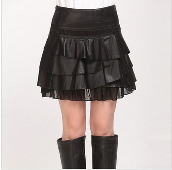 2013 new winter leather skirt plus size