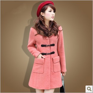 2013 new  winter women thin woolen coat, pretty ladies overcoat, medium style leather buckle clothes +free shinpping