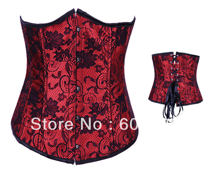 2013 New Women  buster Corset(underbust)  Sexy Lingerie (bustier + g-string) satin  red 0862