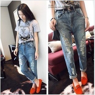 2013 new women hole Jeans Fashion streetwear casual Pants Denim Cool wear free shipping