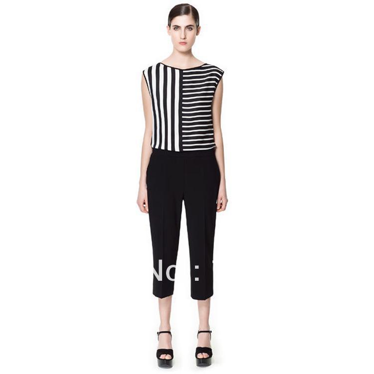 2013 new women's clothing stripe splicing conjoined Jumpsuits