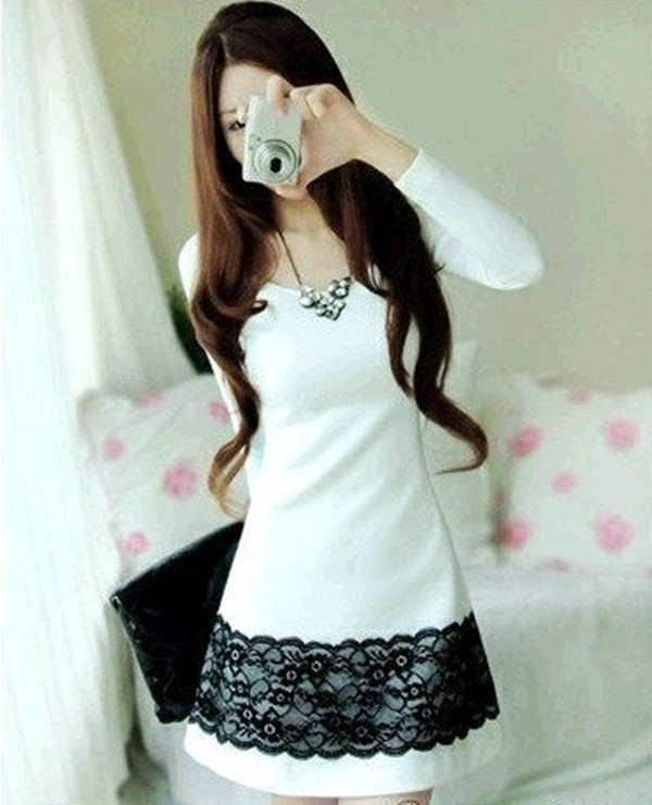 2013 new women's korea fashion casual cotton dress Lady dress twinset Free Shipping W1231