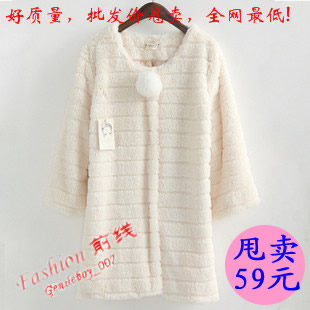 2013 new women's outerwear faux fur coat female three quarter sleeve overcoat female