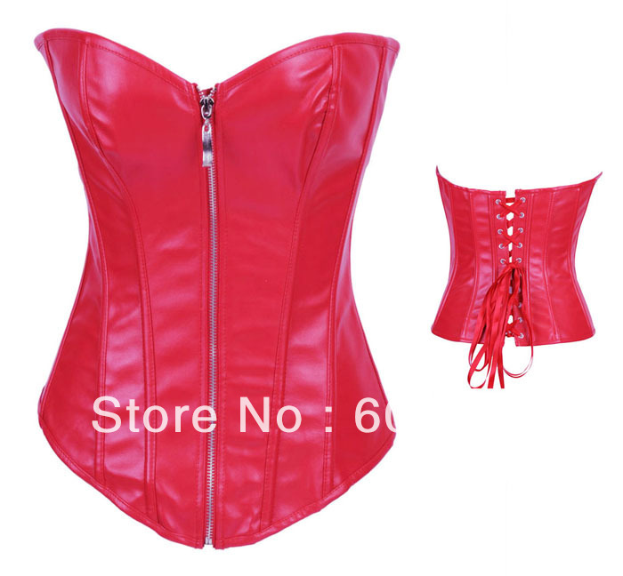 2013 New Women shaper Corset- Overbust  sexy lingerie  zip Red  wholesale retail  0856